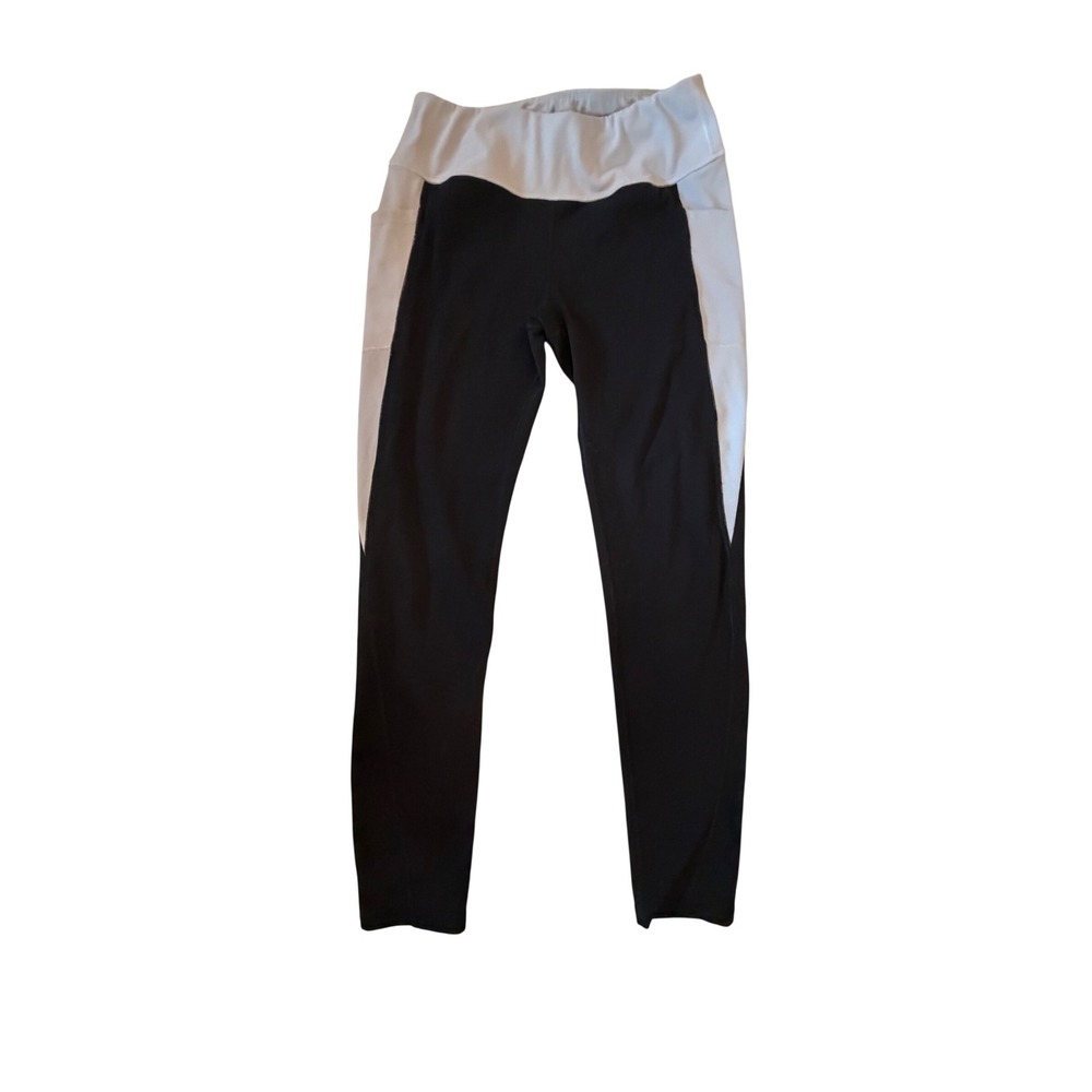 IUGA Womens High Waisted Colorblock Leggings Black White Pockets Size Large